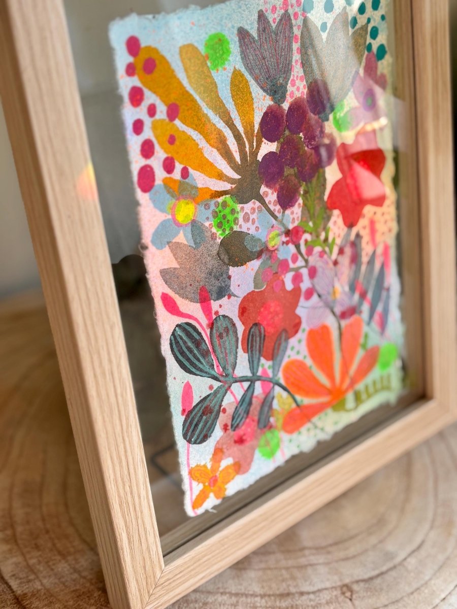 Original Floral Watercolor Painting: Handmade Cotton Paper, A5 Art - Erika's Whimsical Art