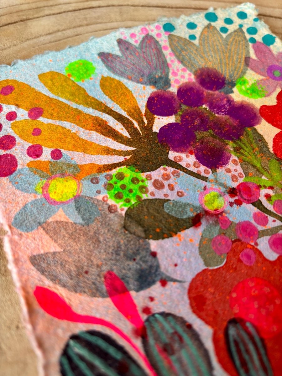 Original Floral Watercolor Painting: Handmade Cotton Paper, A5 Art - Erika's Whimsical Art