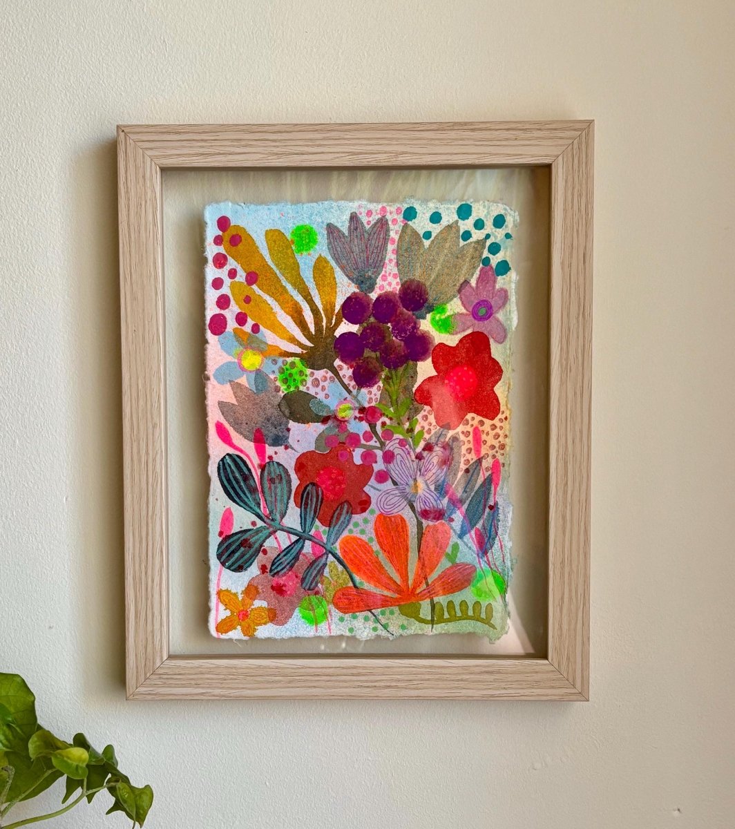 Original Floral Watercolor Painting: Handmade Cotton Paper, A5 Art - Erika's Whimsical Art