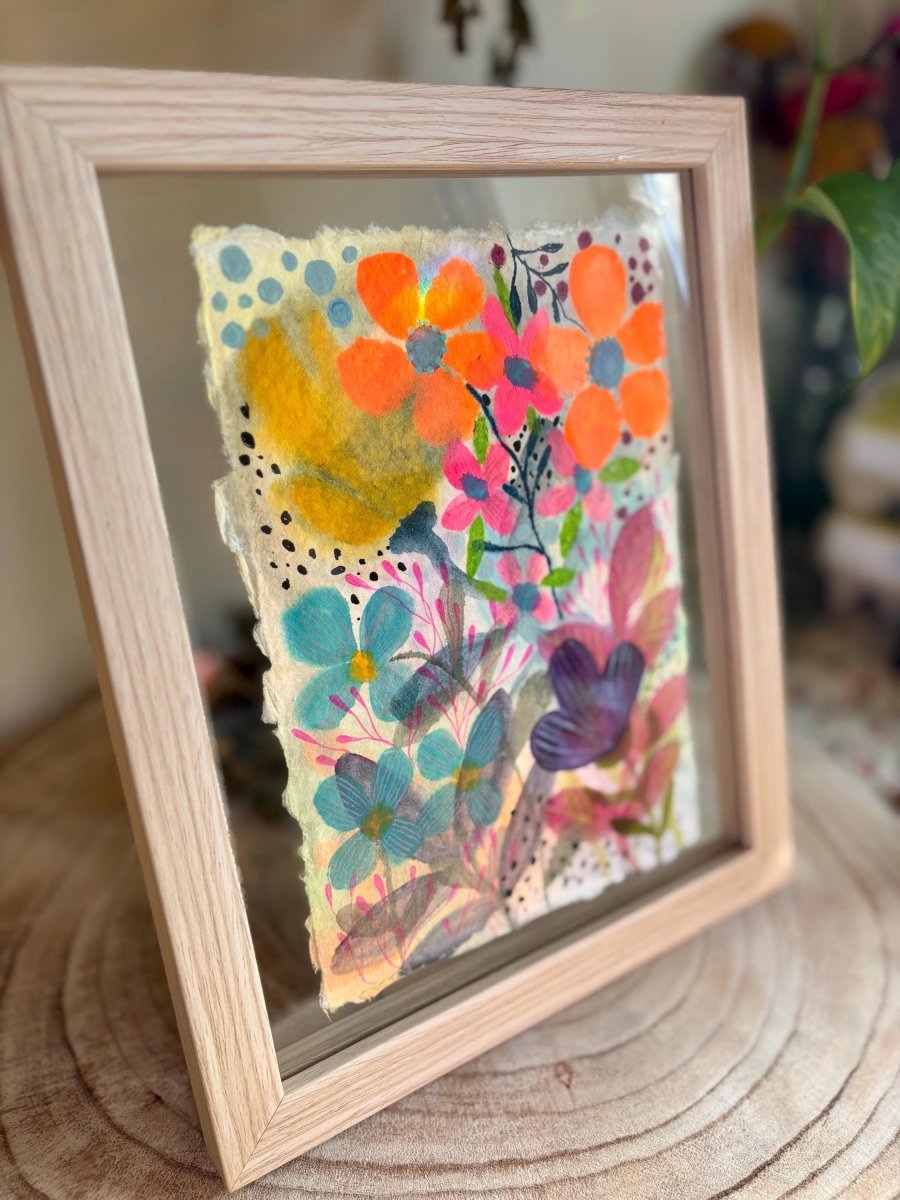 Original Floral Watercolor Painting: Handmade Cotton Paper Art (A5) - Erika's Whimsical Art