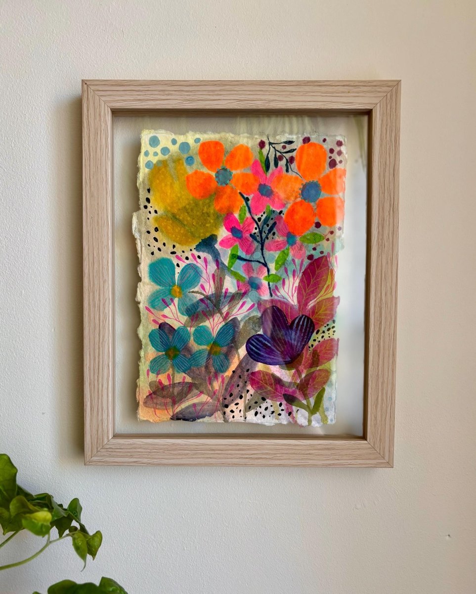 Original Floral Watercolor Painting: Handmade Cotton Paper Art (A5) - Erika's Whimsical Art