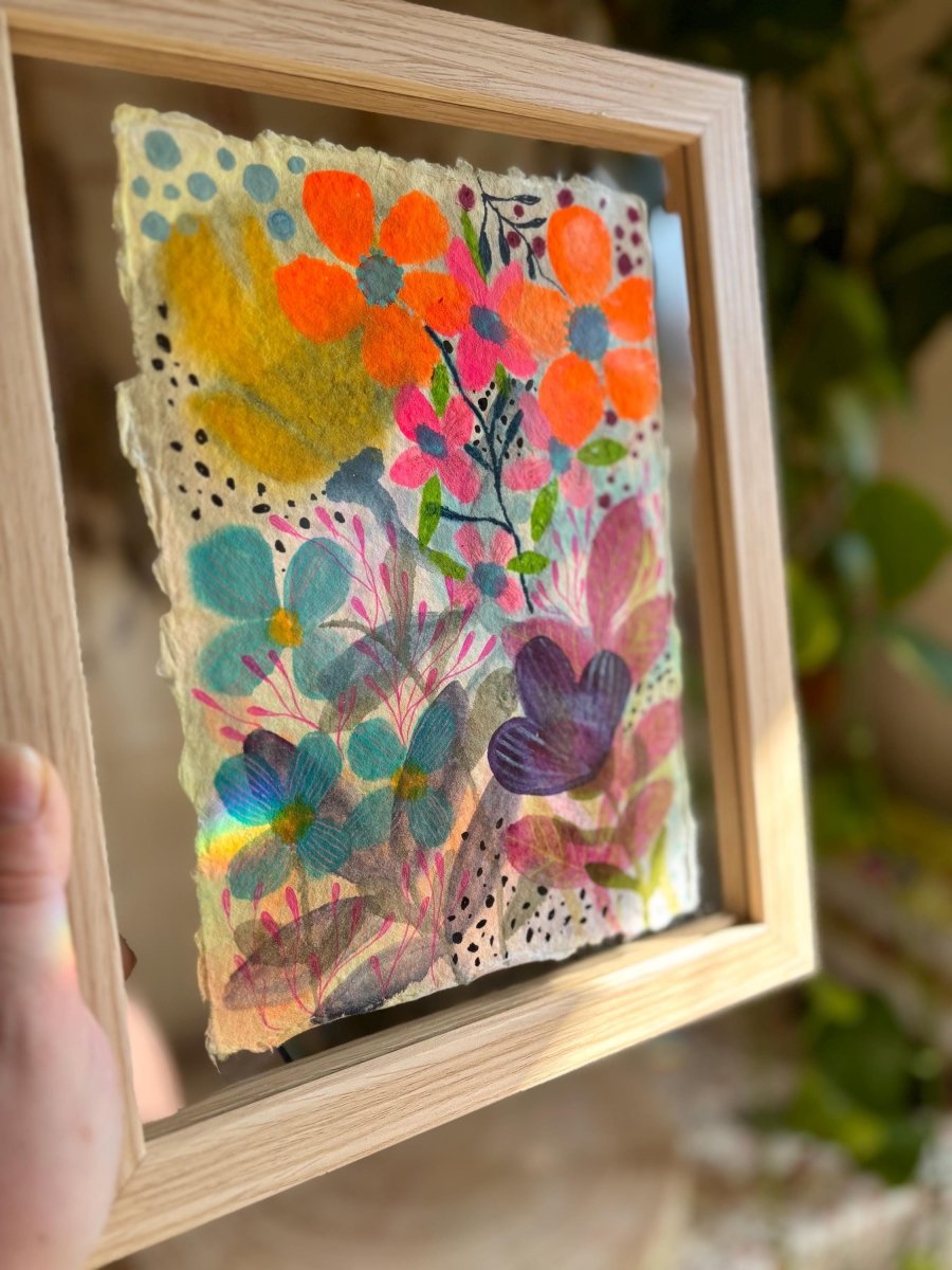 Original Floral Watercolor Painting: Handmade Cotton Paper Art (A5) - Erika's Whimsical Art