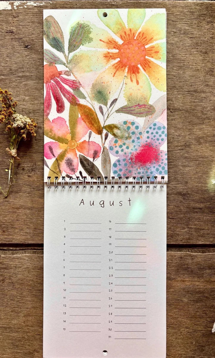 Perpetual Birthday Calendar – A5 Bumblebee & Wildflower Illustrated Anniversary Calendar - Erika's Whimsical Art