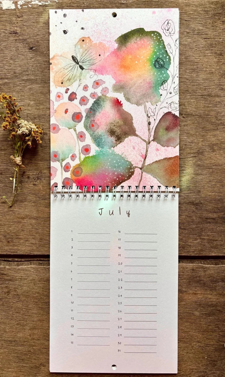 Perpetual Birthday Calendar – A5 Bumblebee & Wildflower Illustrated Anniversary Calendar - Erika's Whimsical Art