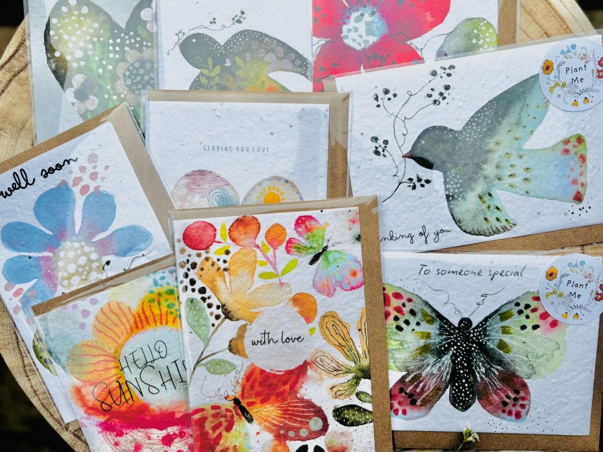 Plantable Bee Card – Wild Blackberry Garden Seed Paper Greeting Card - Erika's Whimsical Art