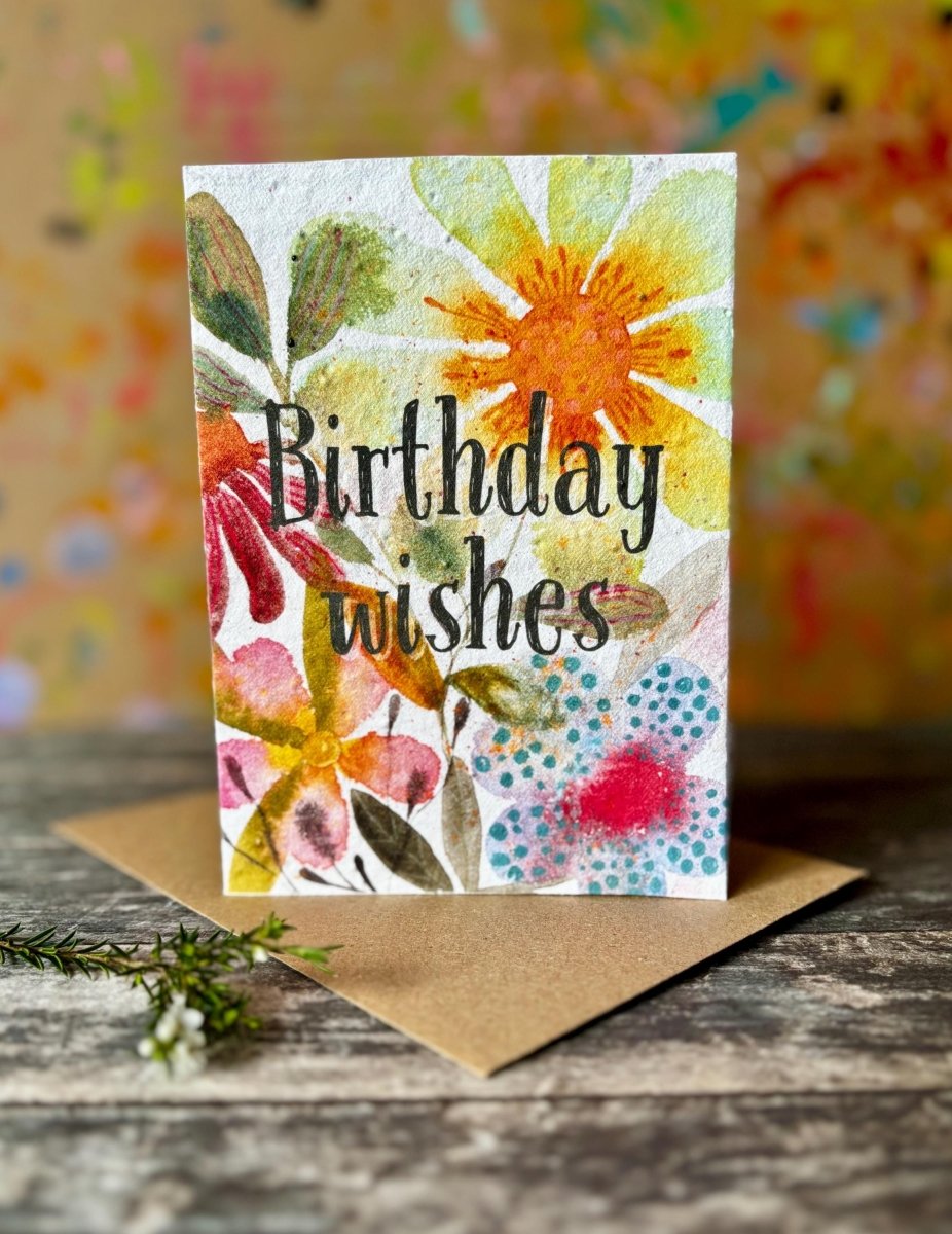 Plantable Birthday Card – Wildflower Seed Paper, Eco - Friendly Gift - Erika's Whimsical Art
