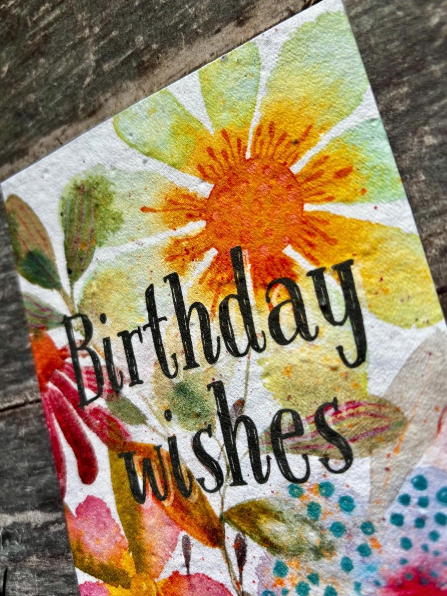 Plantable Birthday Card – Wildflower Seed Paper, Eco - Friendly Gift - Erika's Whimsical Art