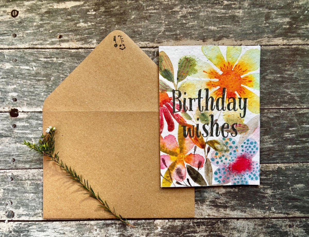 Plantable Birthday Card – Wildflower Seed Paper, Eco - Friendly Gift - Erika's Whimsical Art