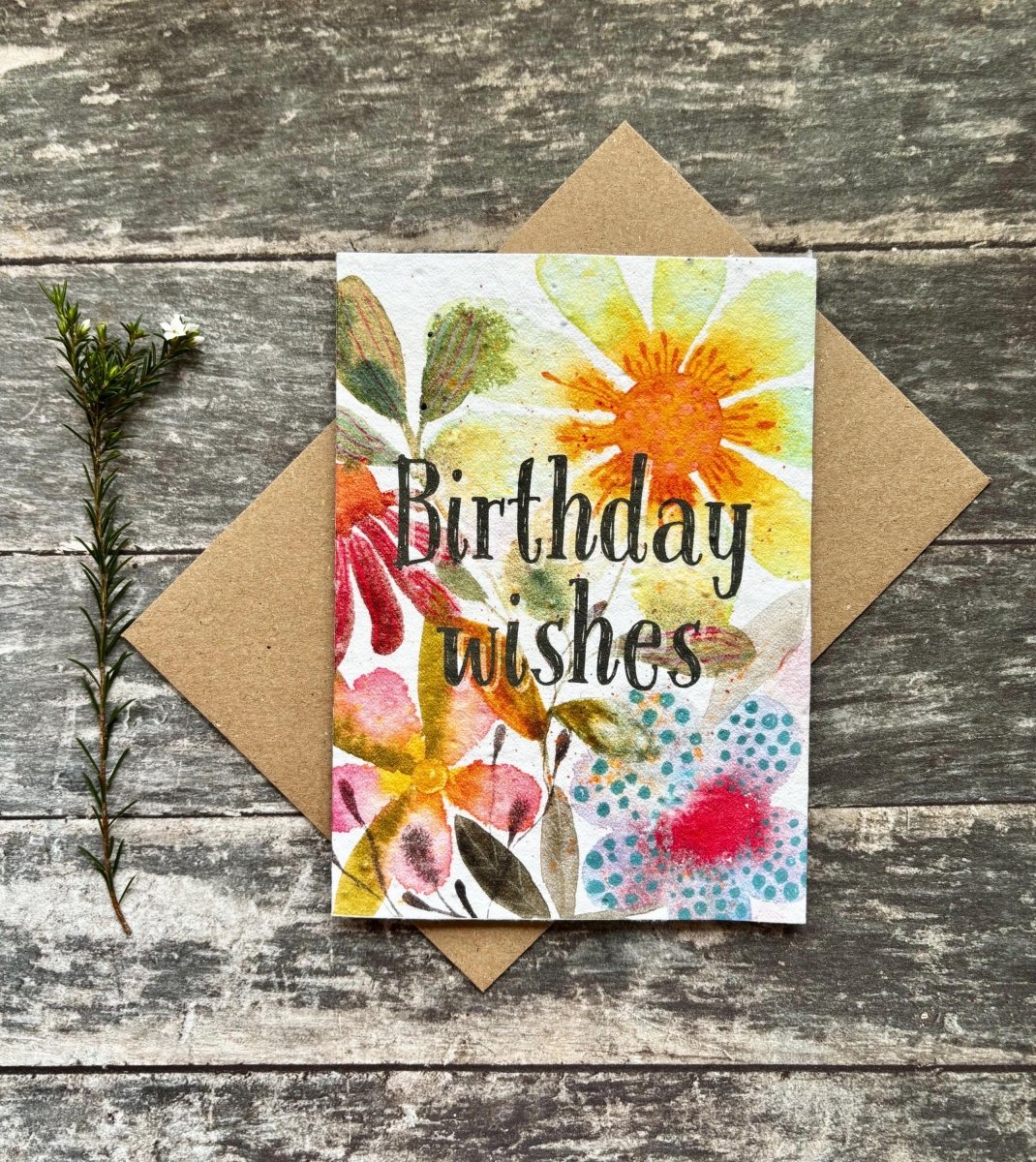 Plantable Birthday Card – Wildflower Seed Paper, Eco - Friendly Gift - Erika's Whimsical Art
