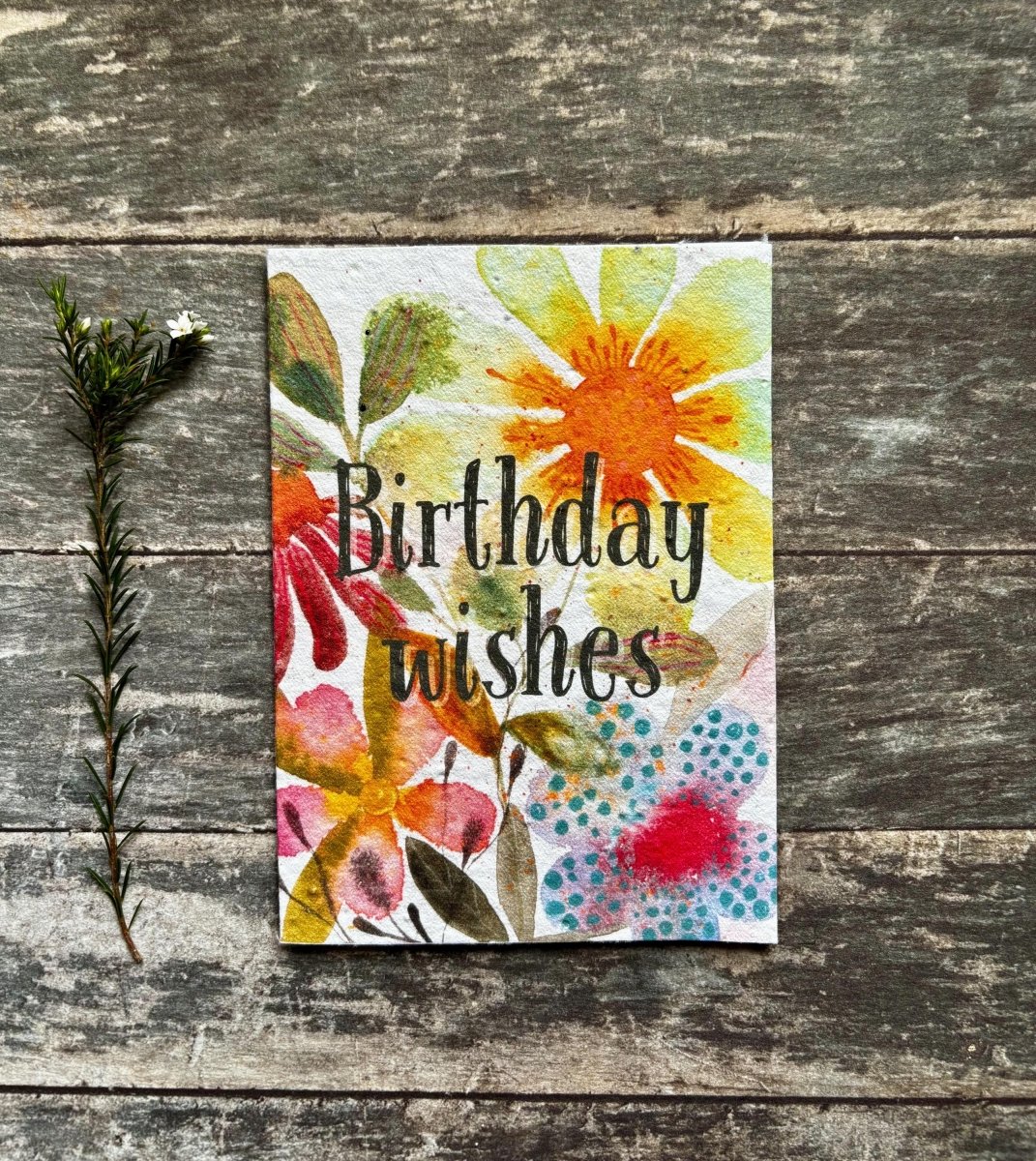 Plantable Birthday Card – Wildflower Seed Paper, Eco - Friendly Gift - Erika's Whimsical Art