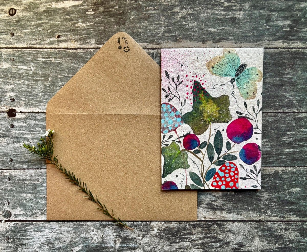 Plantable Butterfly Card – Wildflower Seed Paper Greeting Card - Erika's Whimsical Art