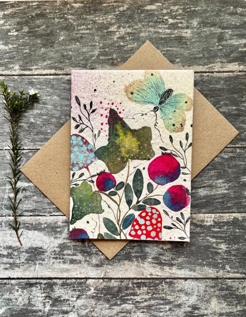Plantable Butterfly Card – Wildflower Seed Paper Greeting Card - Erika's Whimsical Art