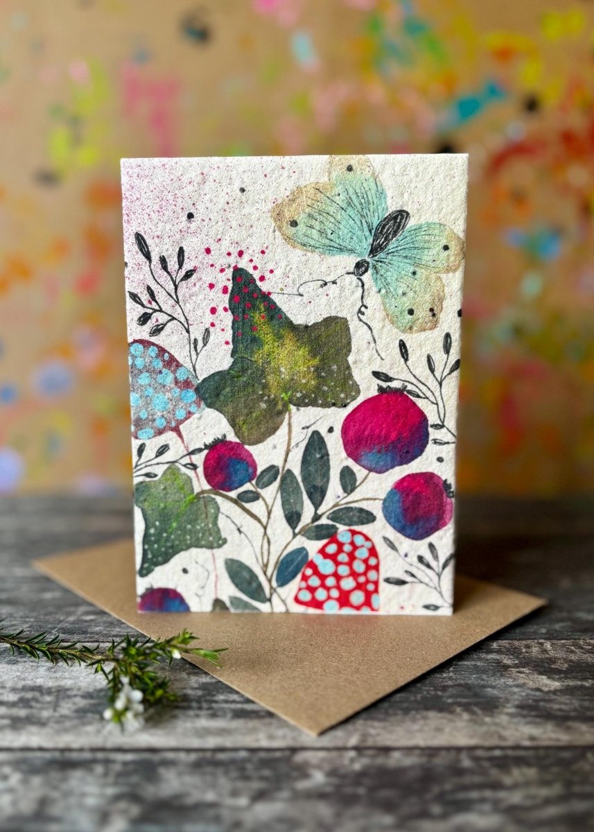 Plantable Butterfly Card – Wildflower Seed Paper Greeting Card - Erika's Whimsical Art