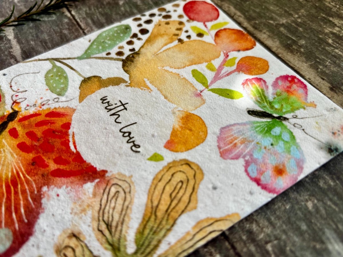 Plantable Butterfly Card – Wildflower Seed Paper 'With Love' Greeting - Erika's Whimsical Art