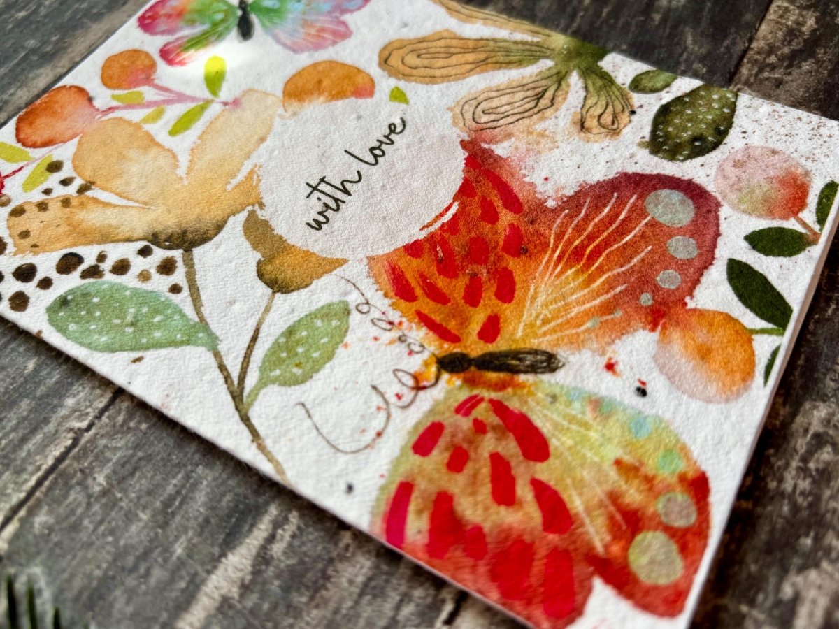 Plantable Butterfly Card – Wildflower Seed Paper 'With Love' Greeting - Erika's Whimsical Art
