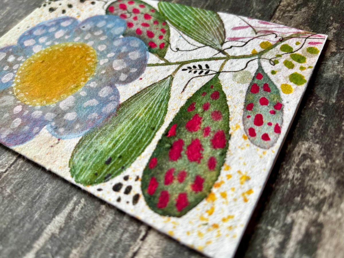 Plantable Daisy Flower Card – Eco Friendly Seed Paper Wildflower Greeting Card, Colourful Floral Illustration - Erika's Whimsical Art