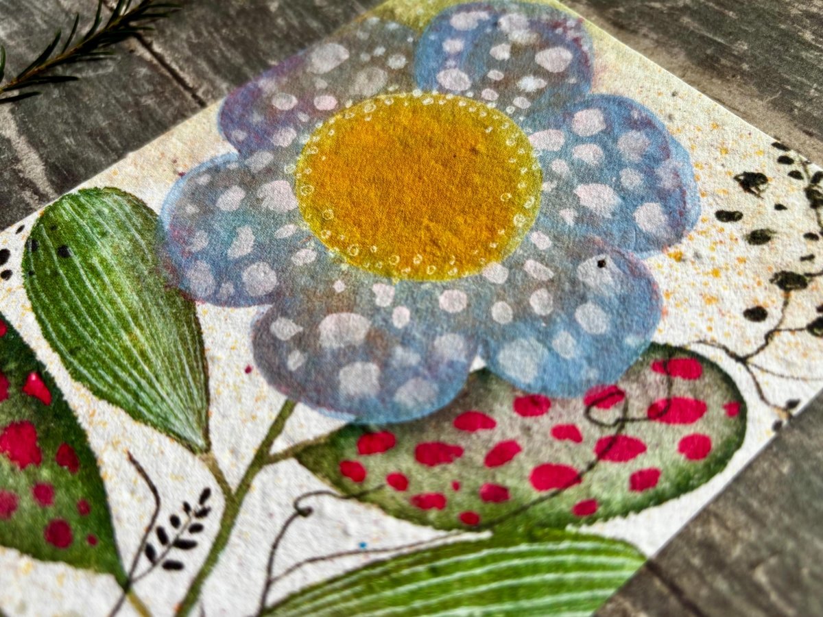 Plantable Daisy Flower Card – Eco Friendly Seed Paper Wildflower Greeting Card, Colourful Floral Illustration - Erika's Whimsical Art