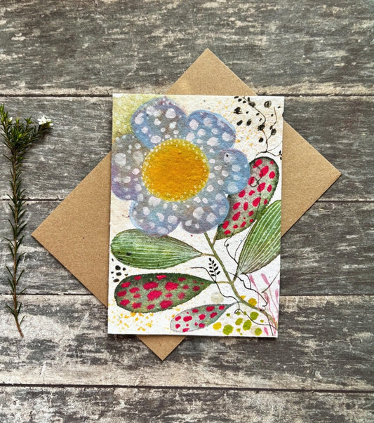 Plantable Daisy Flower Card – Eco Friendly Seed Paper Wildflower Greeting Card, Colourful Floral Illustration - Erika's Whimsical Art