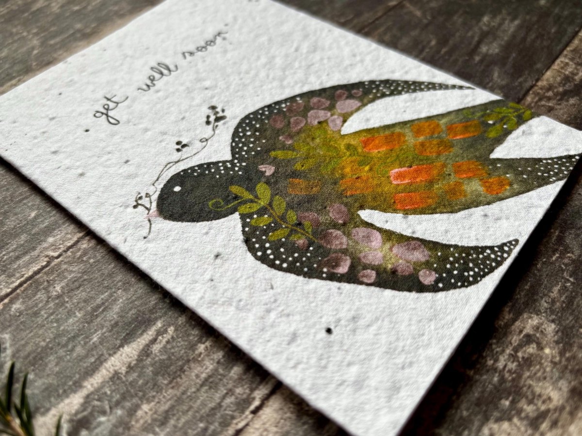 Plantable Get Well Card – Bird Design, Wildflower Seeds - Erika's Whimsical Art