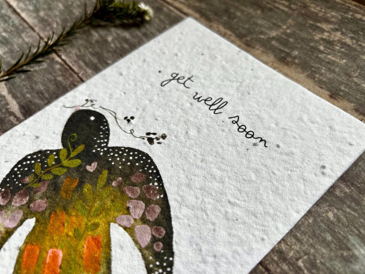 Plantable Get Well Card – Bird Design, Wildflower Seeds - Erika's Whimsical Art