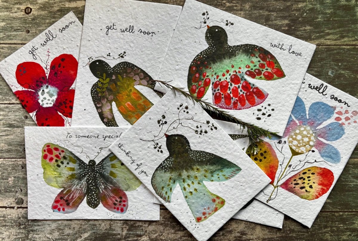 Plantable Get Well Card – Bird Design, Wildflower Seeds - Erika's Whimsical Art