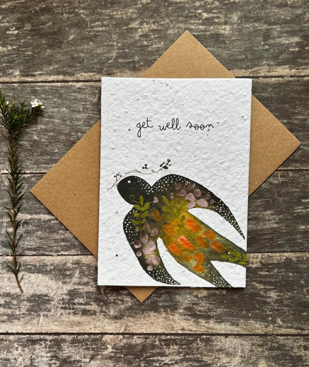 Plantable Get Well Card – Bird Design, Wildflower Seeds - Erika's Whimsical Art