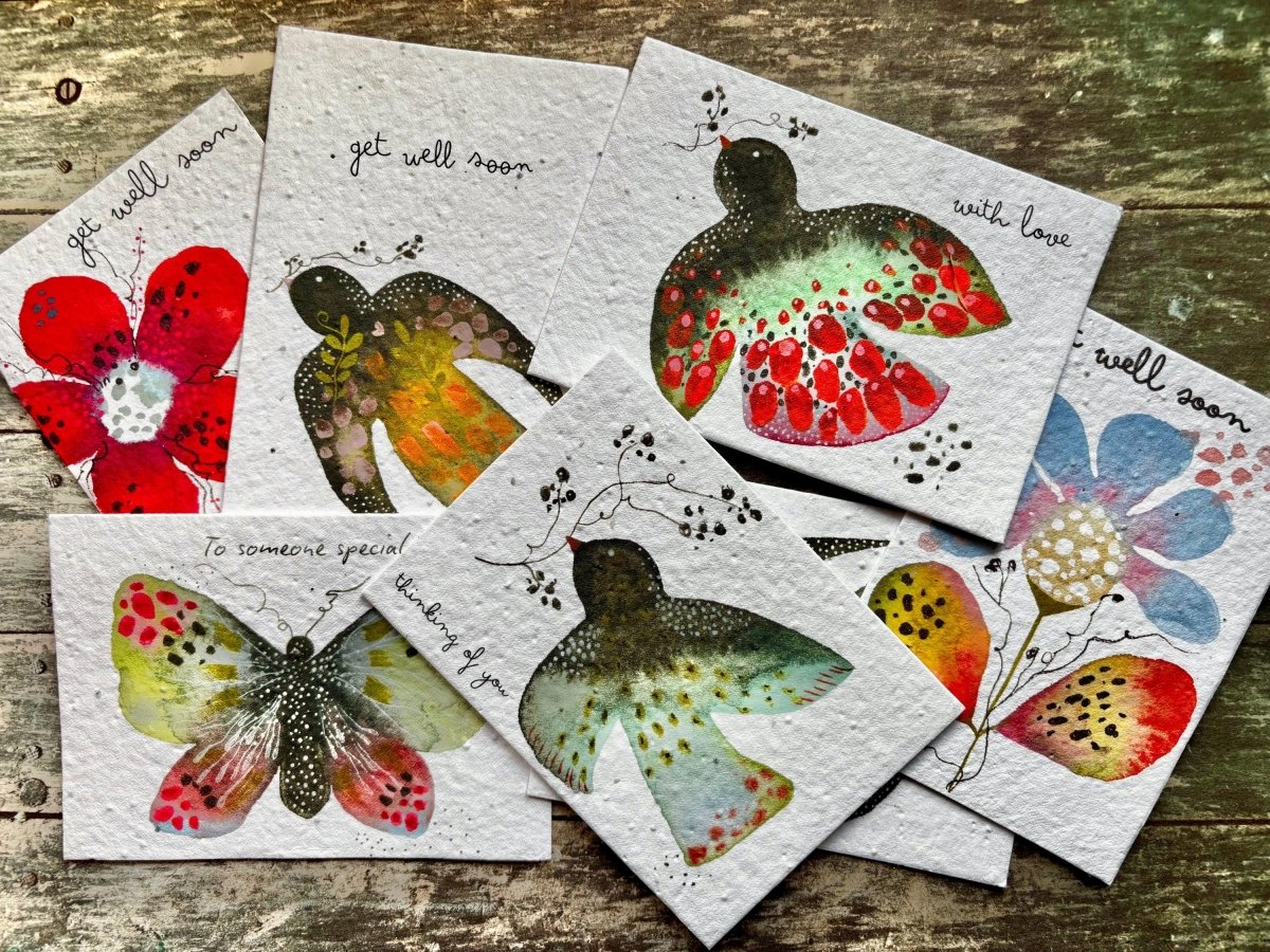 Plantable Get Well Card – Bird Design, Wildflower Seeds - Erika's Whimsical Art