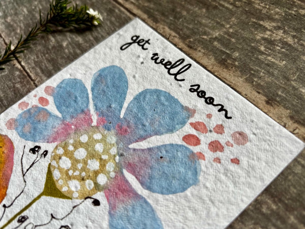 Plantable Get Well Card – Wildflower Seed Paper, Eco - Friendly Gift - Erika's Whimsical Art