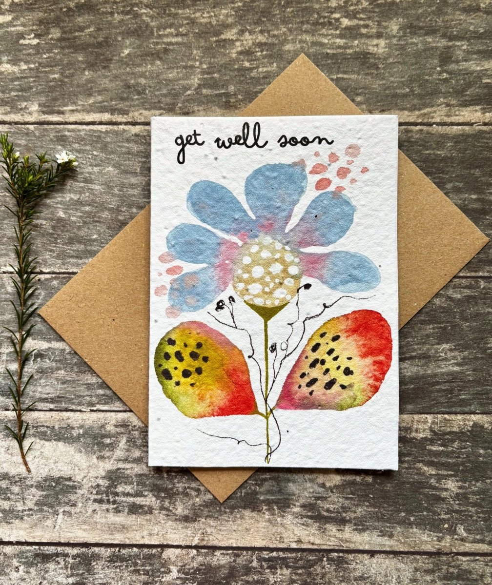 Plantable Get Well Card – Wildflower Seed Paper, Eco - Friendly Gift - Erika's Whimsical Art