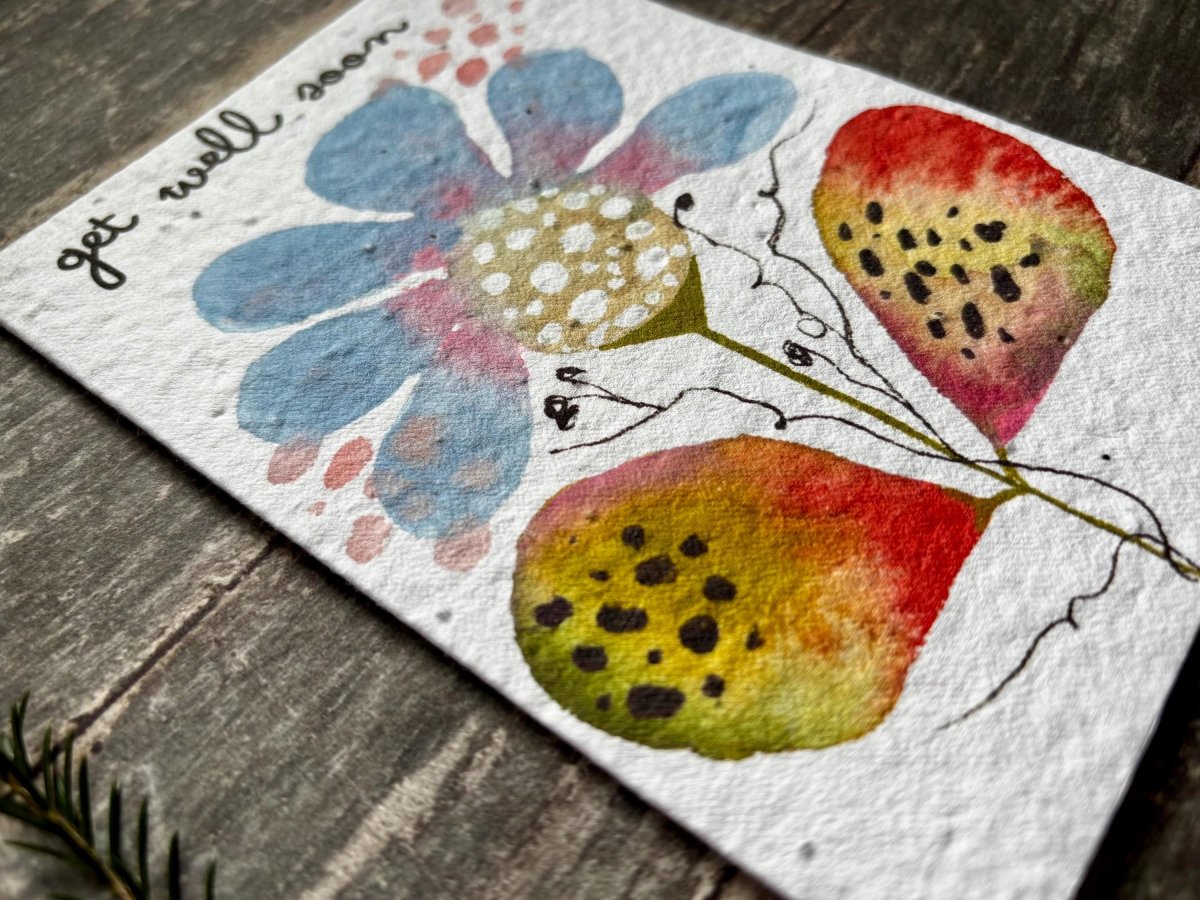 Plantable Get Well Card – Wildflower Seed Paper, Eco - Friendly Gift - Erika's Whimsical Art