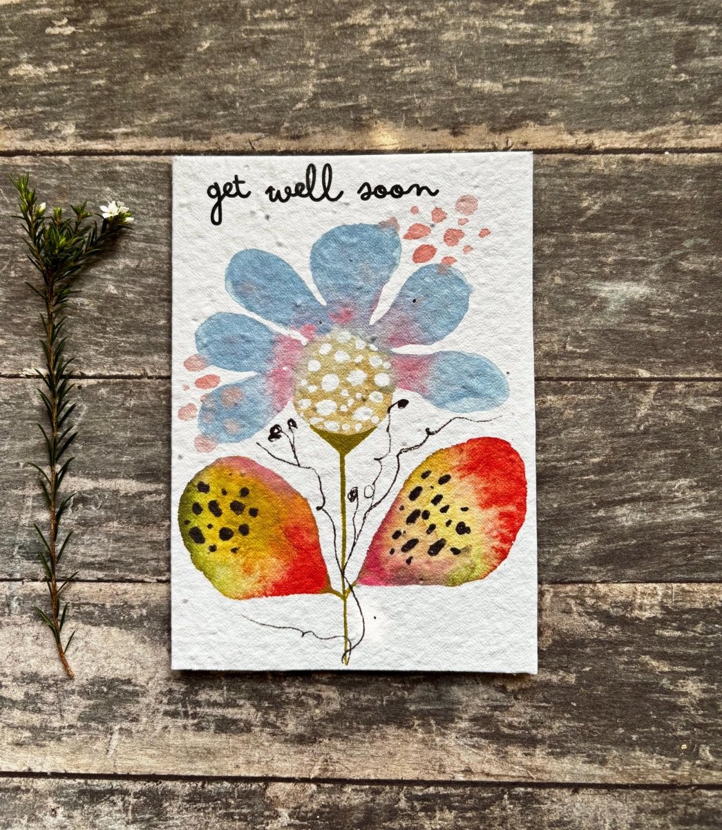 Plantable Get Well Card – Wildflower Seed Paper, Eco - Friendly Gift - Erika's Whimsical Art