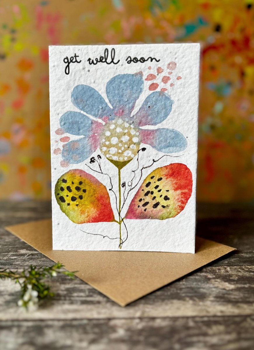Plantable Get Well Card – Wildflower Seed Paper, Eco - Friendly Gift - Erika's Whimsical Art