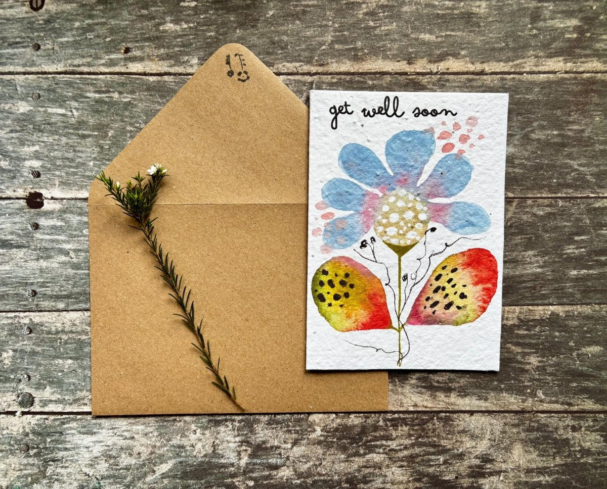 Plantable Get Well Card – Wildflower Seed Paper, Eco - Friendly Gift - Erika's Whimsical Art