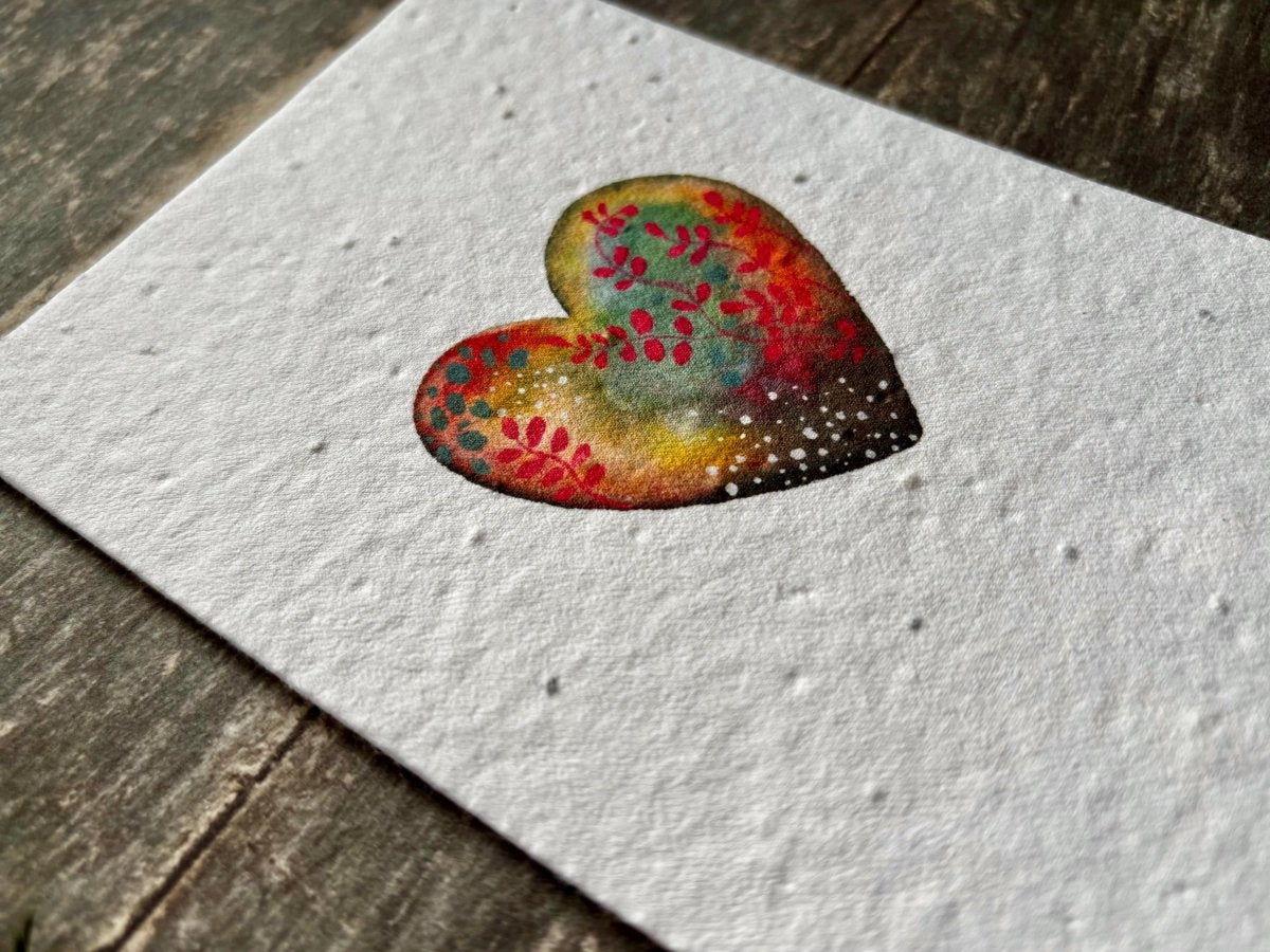 Plantable Heart Card – Eco Friendly Seed Paper Wildflower Card, Romantic Valentine’s & Anniversary Gift - Erika's Whimsical Art