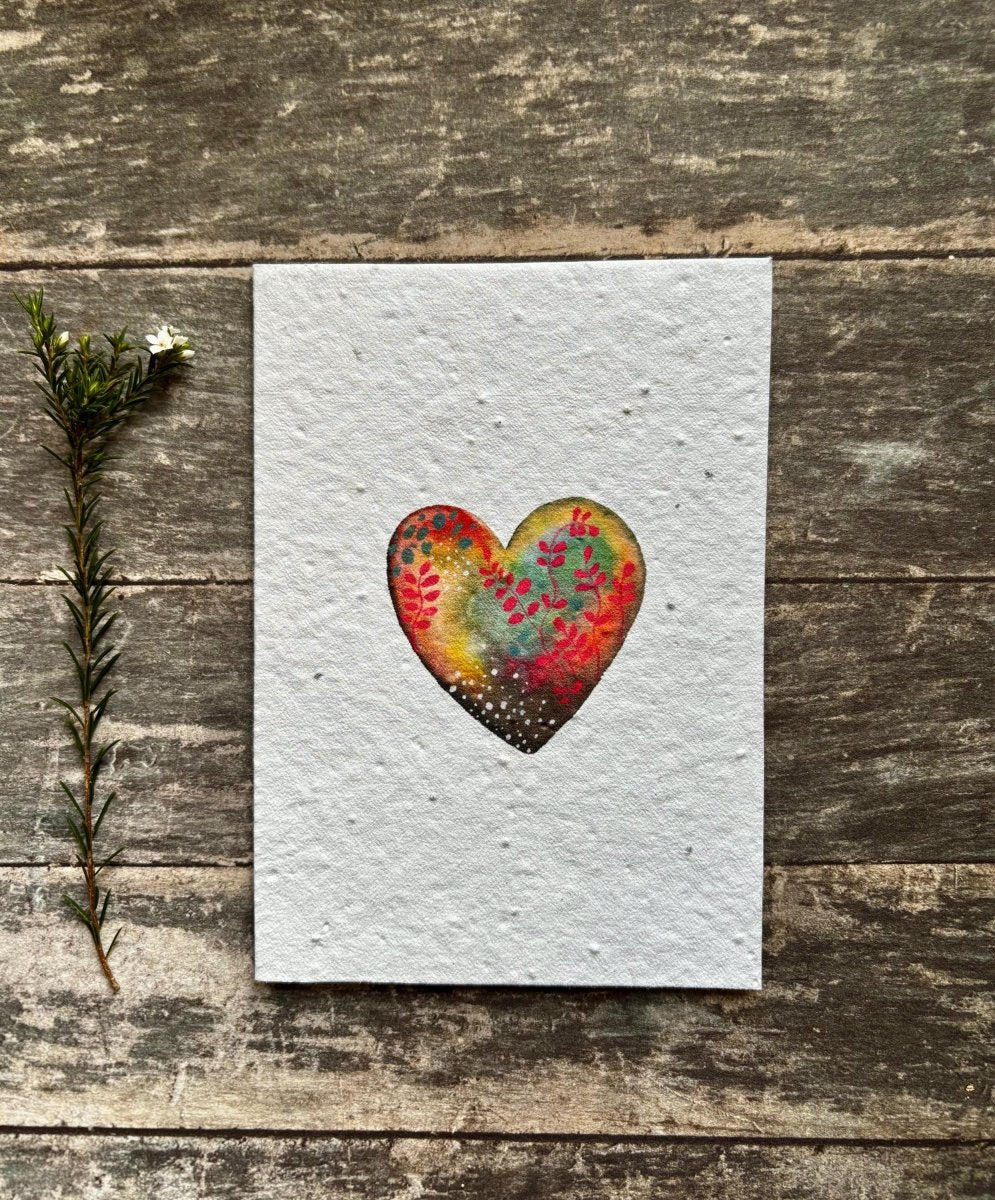 Plantable Heart Card – Eco Friendly Seed Paper Wildflower Card, Romantic Valentine’s & Anniversary Gift - Erika's Whimsical Art
