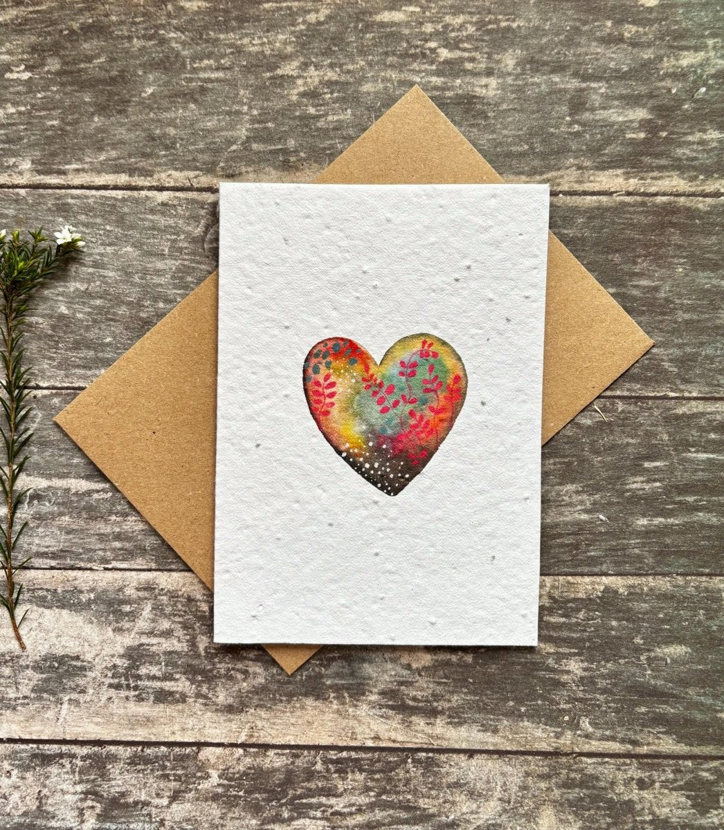 Plantable Heart Card – Eco Friendly Seed Paper Wildflower Card, Romantic Valentine’s & Anniversary Gift - Erika's Whimsical Art