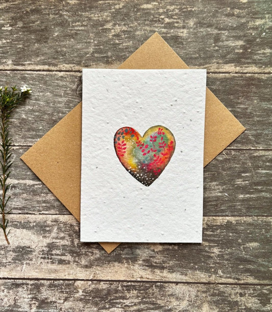 Plantable Heart Card – Eco Friendly Seed Paper Wildflower Card, Romantic Valentine’s & Anniversary Gift - Erika's Whimsical Art