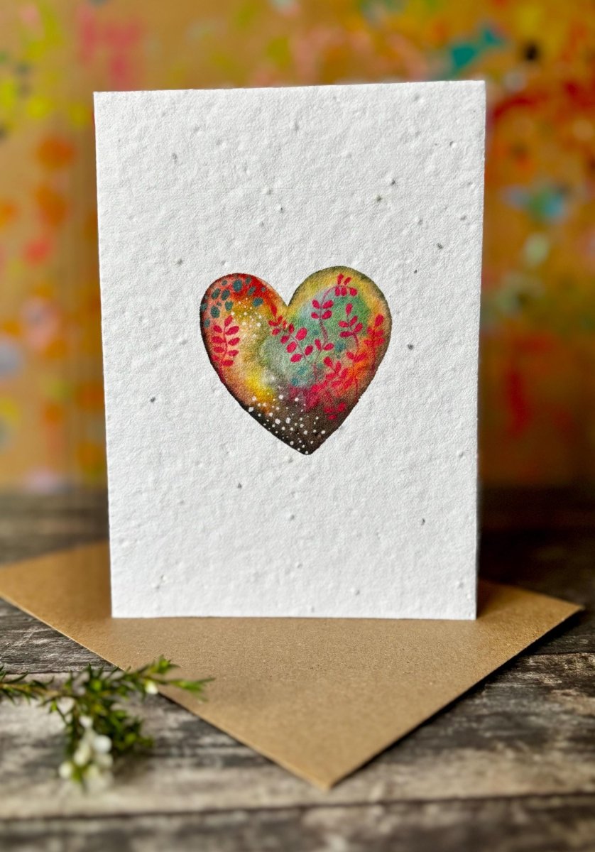 Plantable Heart Card – Eco Friendly Seed Paper Wildflower Card, Romantic Valentine’s & Anniversary Gift - Erika's Whimsical Art