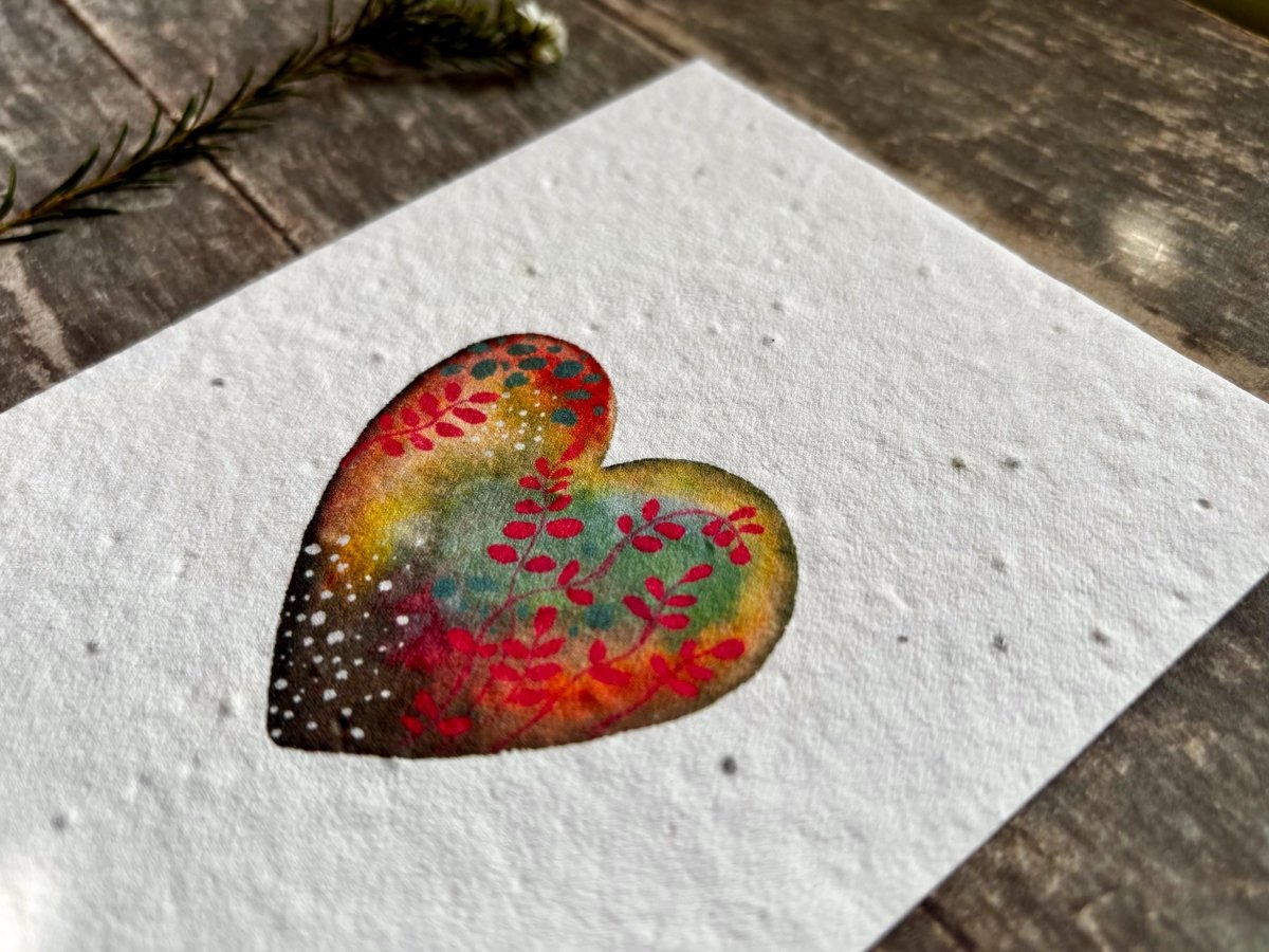 Plantable Heart Card – Eco Friendly Seed Paper Wildflower Card, Romantic Valentine’s & Anniversary Gift - Erika's Whimsical Art
