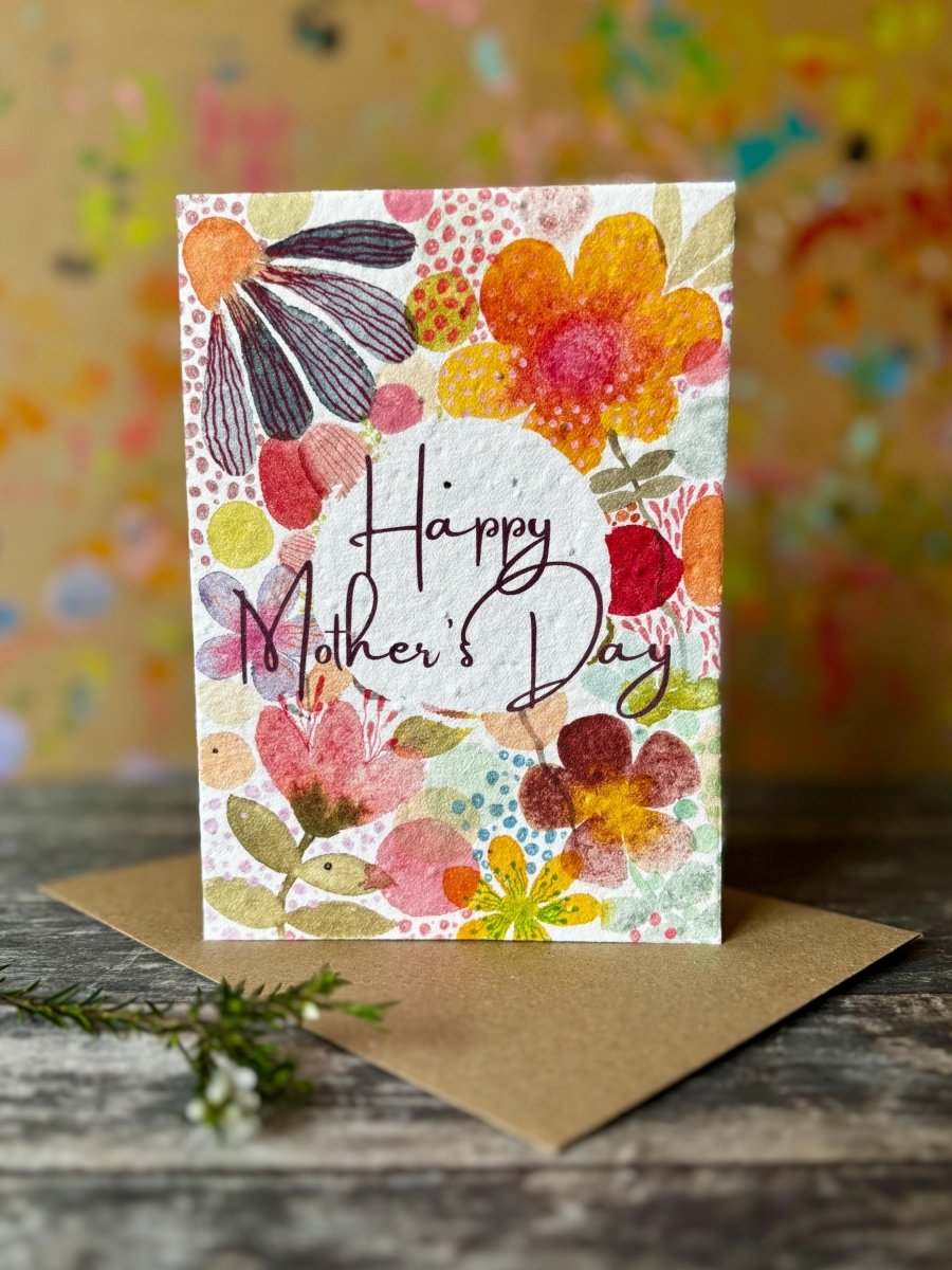 Plantable Mother's Day Card – Wildflower Seed Paper, Eco - Friendly - Erika's Whimsical Art
