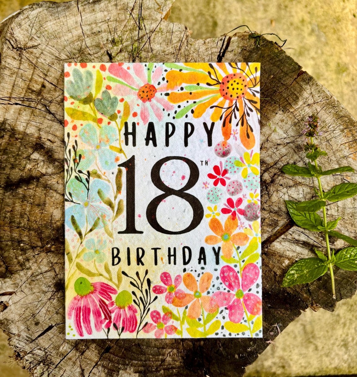 Plantable Seed Paper 18th Birthday Card: Bee Greeting Card - Erika's Whimsical Art