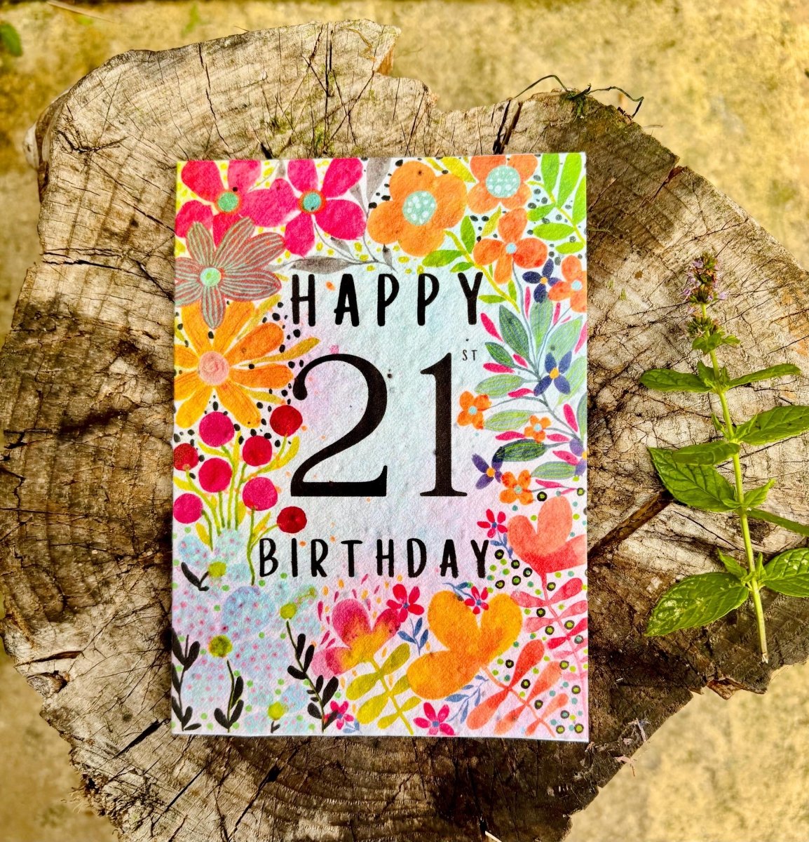 Plantable Seed Paper 21st Birthday Card: Bee Greeting Card - Erika's Whimsical Art