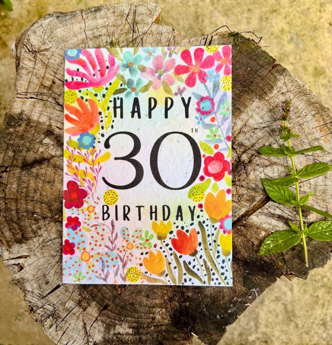 Plantable Seed Paper 30th Birthday Card: Bee Design - Erika's Whimsical Art
