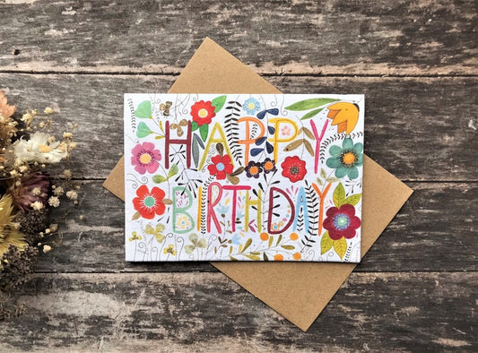 Plantable Seed Paper Birthday Card: Bee & Flower Design - Erika's Whimsical Art