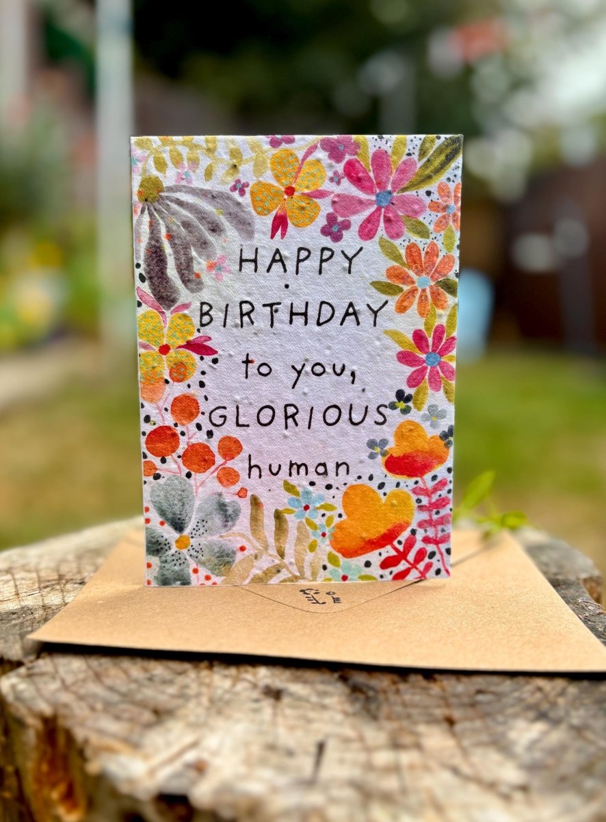 Plantable Seed Paper Birthday Card: Bee Greeting Card - Erika's Whimsical Art