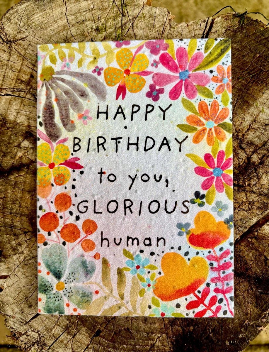 Plantable Seed Paper Birthday Card: Bee Greeting Card - Erika's Whimsical Art