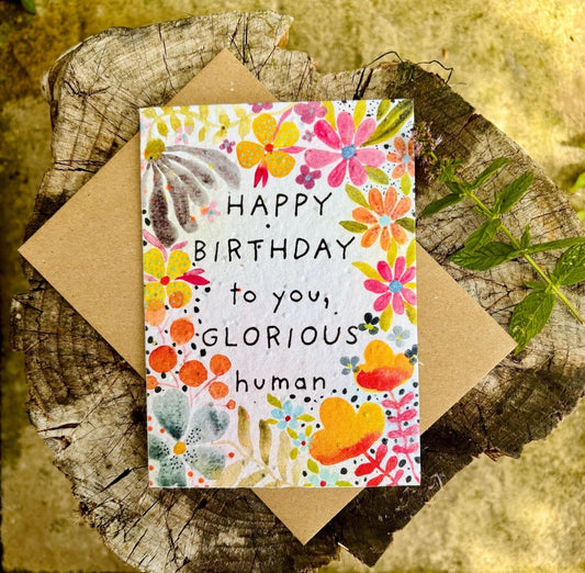 Plantable Seed Paper Birthday Card: Bee Greeting Card - Erika's Whimsical Art