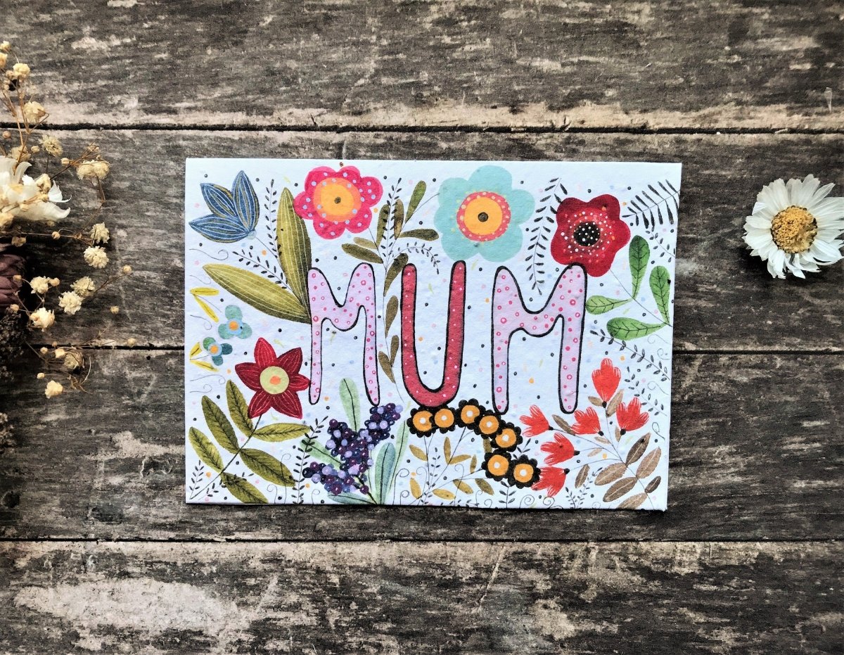 Plantable Seed Paper Birthday Card, Blank Inside, Birthday Card for Mum ,Happy Birthday Mum card ,Birthday gift for mum, Mum's Birthday card - Erika's Whimsical Art