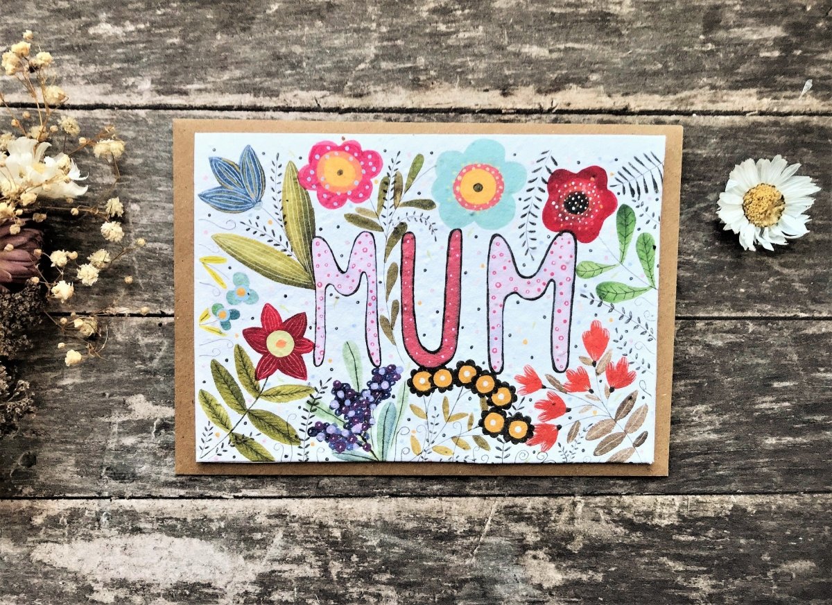 Plantable Seed Paper Birthday Card, Blank Inside, Birthday Card for Mum ,Happy Birthday Mum card ,Birthday gift for mum, Mum's Birthday card - Erika's Whimsical Art