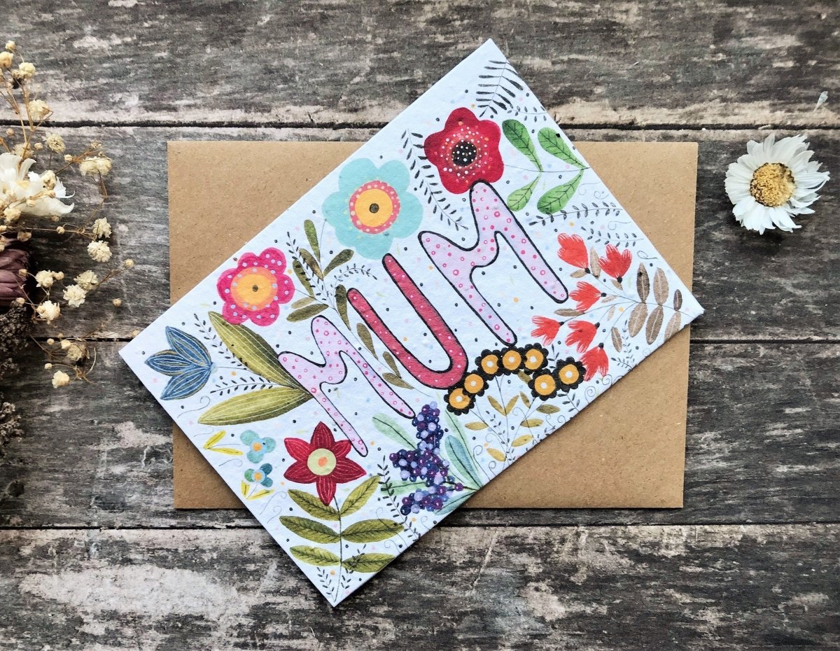 Plantable Seed Paper Birthday Card, Blank Inside, Birthday Card for Mum ,Happy Birthday Mum card ,Birthday gift for mum, Mum's Birthday card - Erika's Whimsical Art